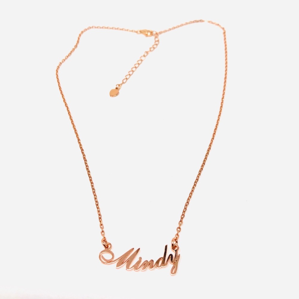 “MINDY” rose gold sterling silver name necklace, NWOT - Picture 2 of 6